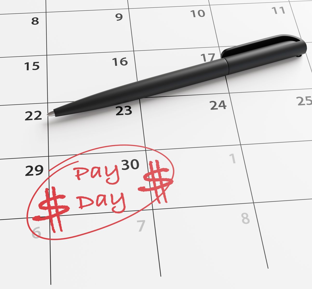 Monthly,Calendar,With,The,Last,Day,Circled,And,Marked,As